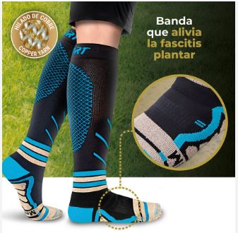 MEDIA SPORT UNISEX CON COBRE COMPRESIÓN 18-23, NEGRO-GRIS MEDI VARIC T:XL REF:5663p