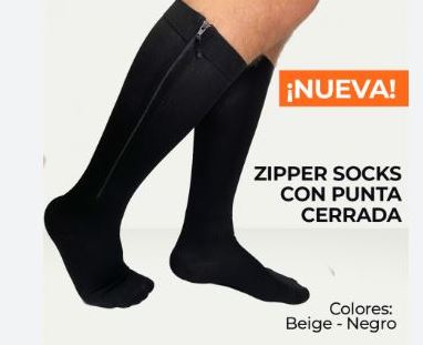 COMPRESION MEDIA 15-20 RODILLA PUNTERA CON CIERRE, NEGRO T:L MEDI VARIC