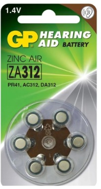 PILA AUDITIVA GP ZA312 ZINC AIR 1.4V 125MAH BLISTER X 6