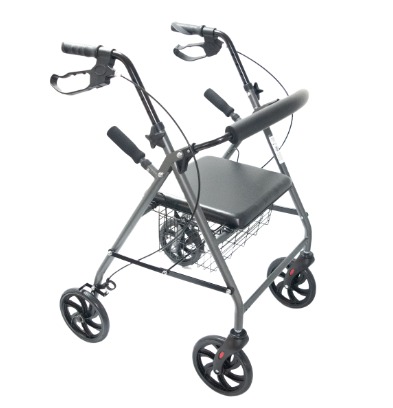 CAMINADOR STROLLER GMD EN ACERO SIN REPOSAPIES CON CESTA Y SOPORTE DE PIE