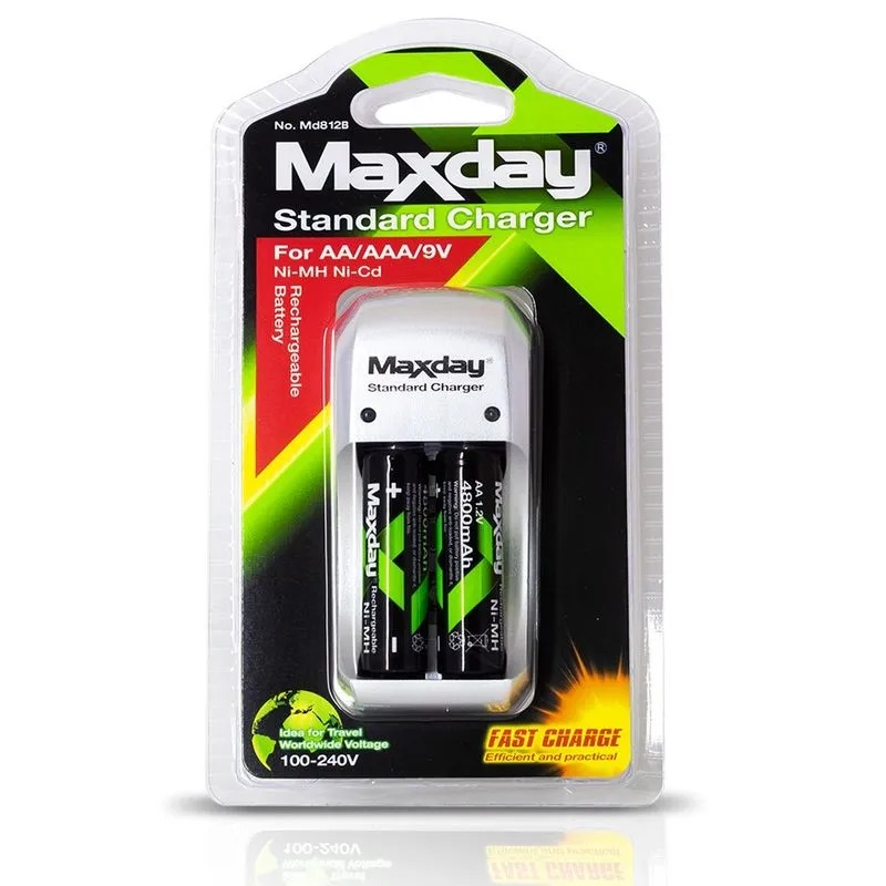 B-CARGADOR DE PILAS DOBLE A MAXDAY 110V /SIN PILAS
