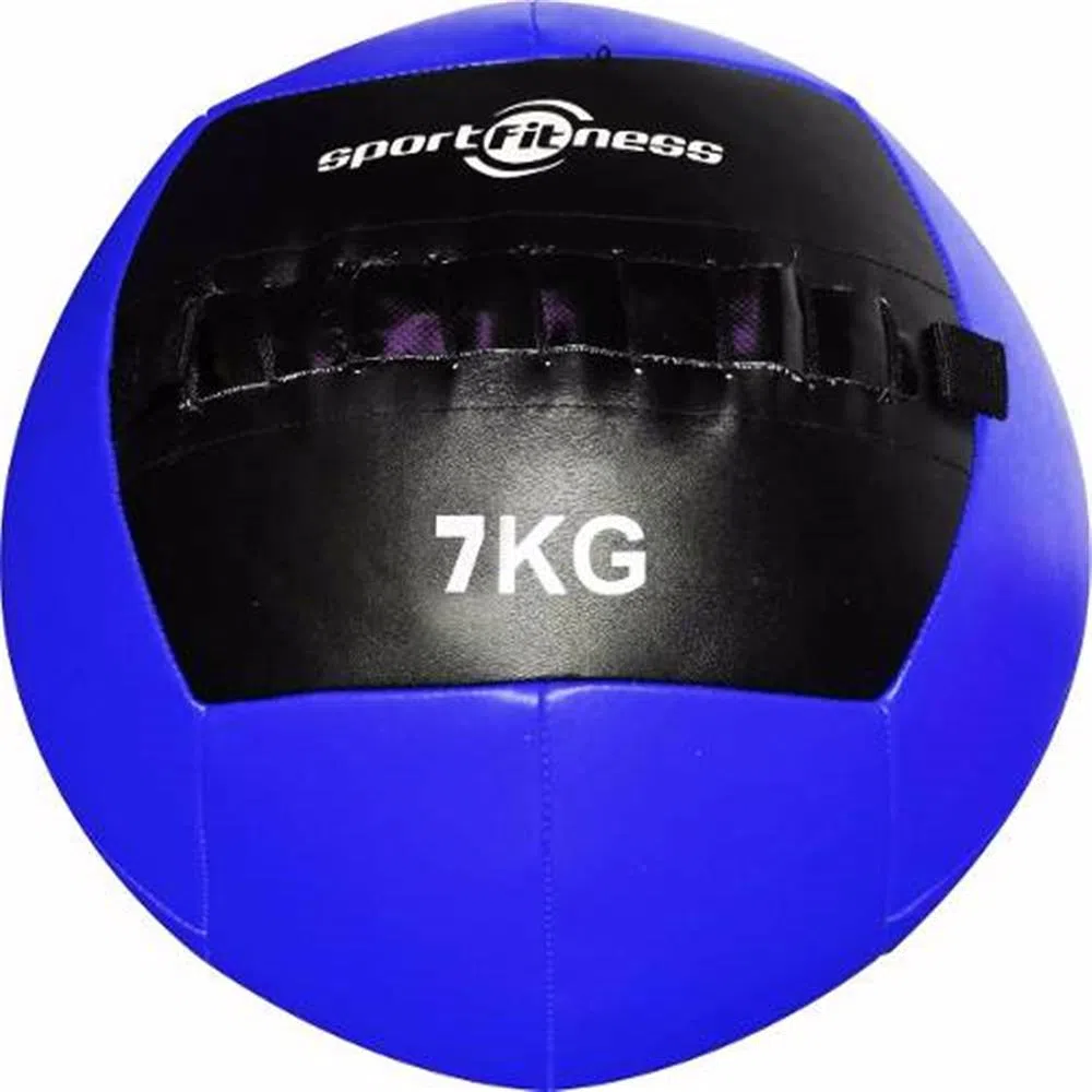 BALON DE PESO 7 KG CUERO SINTETICO AZUL/NEGRO SPORTFITNESS