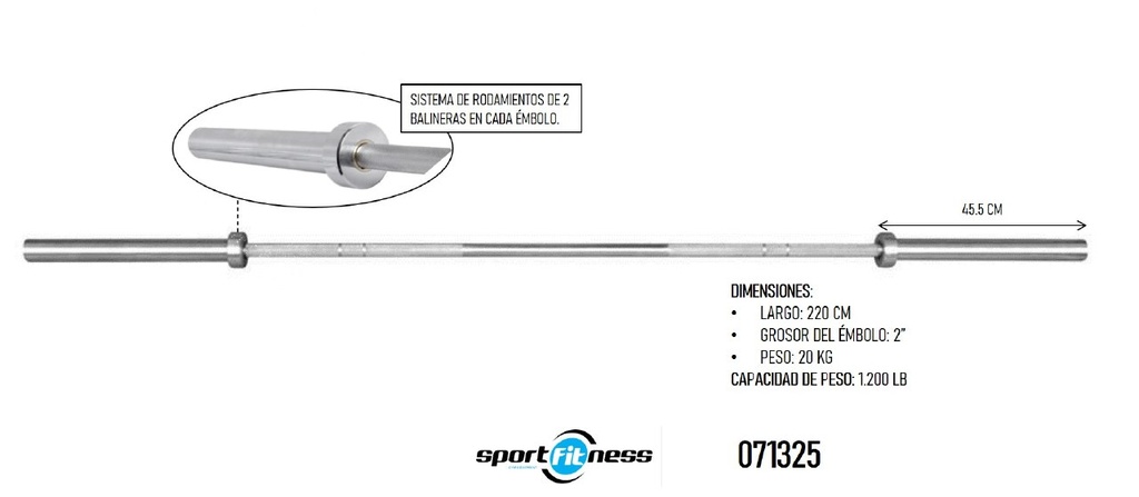 BARRA OLÍMPICA 20KG PARA HOMBRES