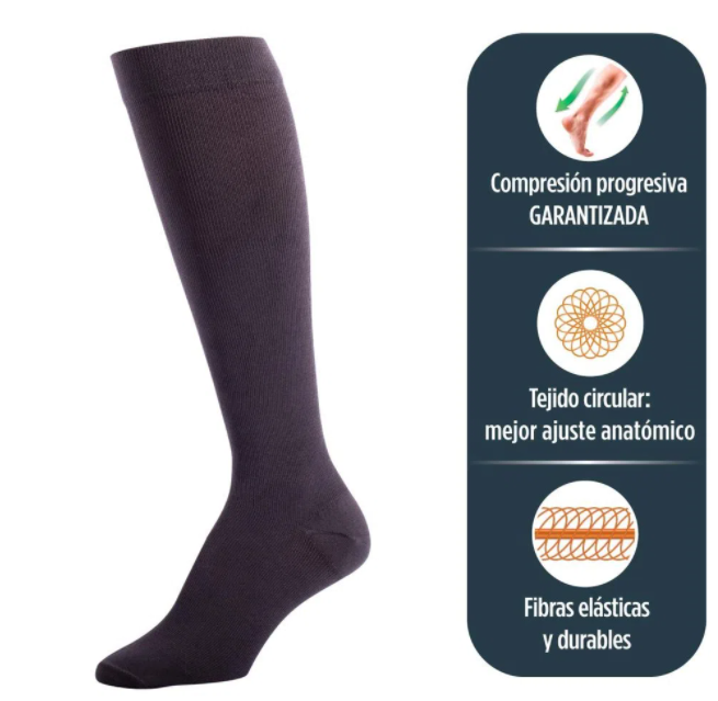COMPRESIÓN BAJA 8-15, TIPO CALCETÍN, GRIS, NO VARIX T:L