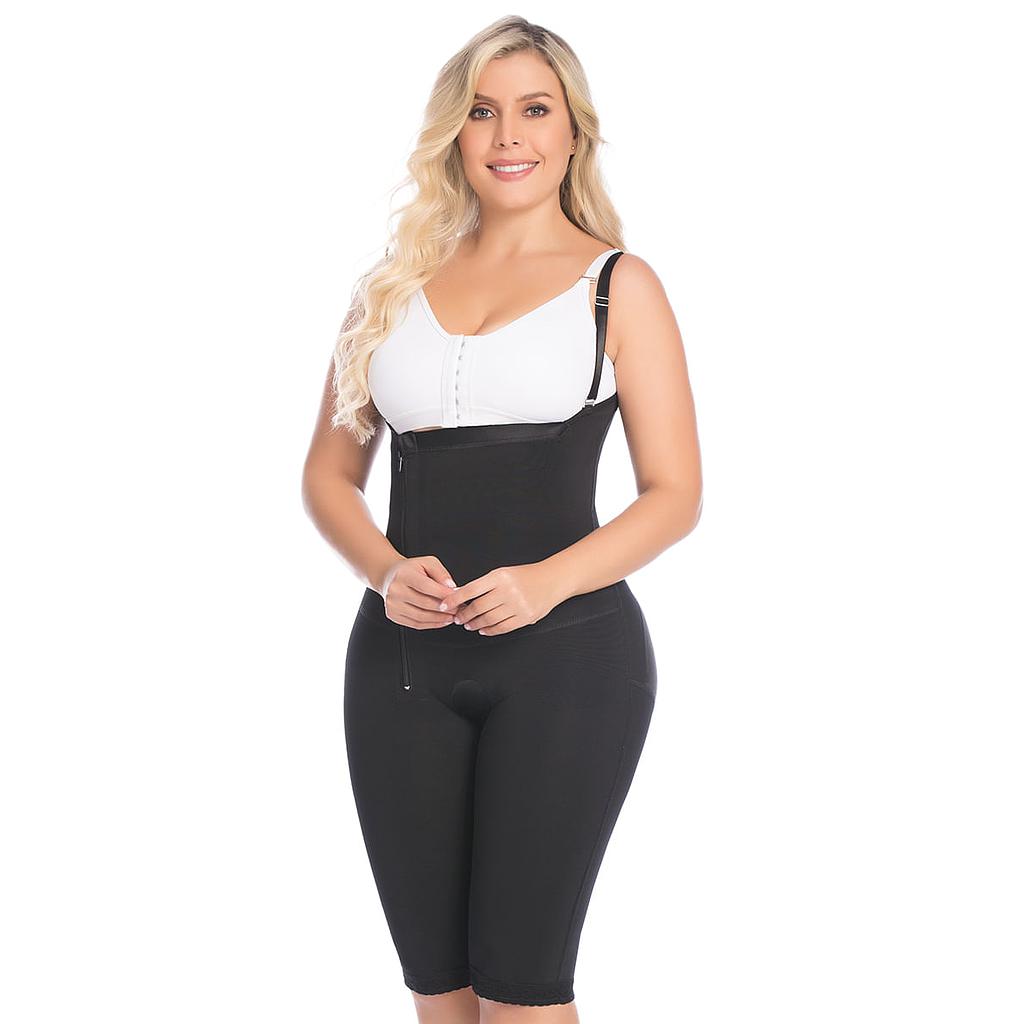 FAJA FAJATE NEGRA EN TIRAS-SENOS LIBRES-CIERRE LATERAL-RODILLA T:L